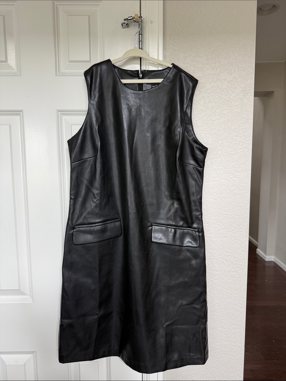 Express Black Sleeveless Faux Leather Midi Dress